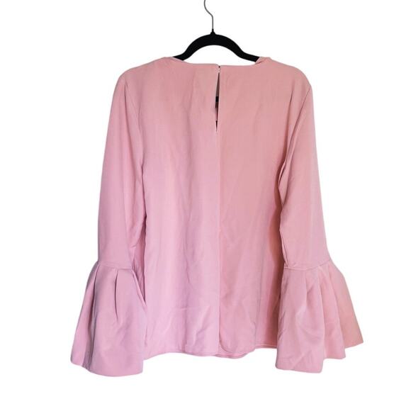 Loft Bell Sleeve Blouse Blush Pink Coquette Large Career Preppy Feminine Soft - Picture 6 of 9